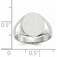 14K White Gold Satin Finish Signet Ring with Polished and Engravable Top - 12.5mm x 12mm by 0