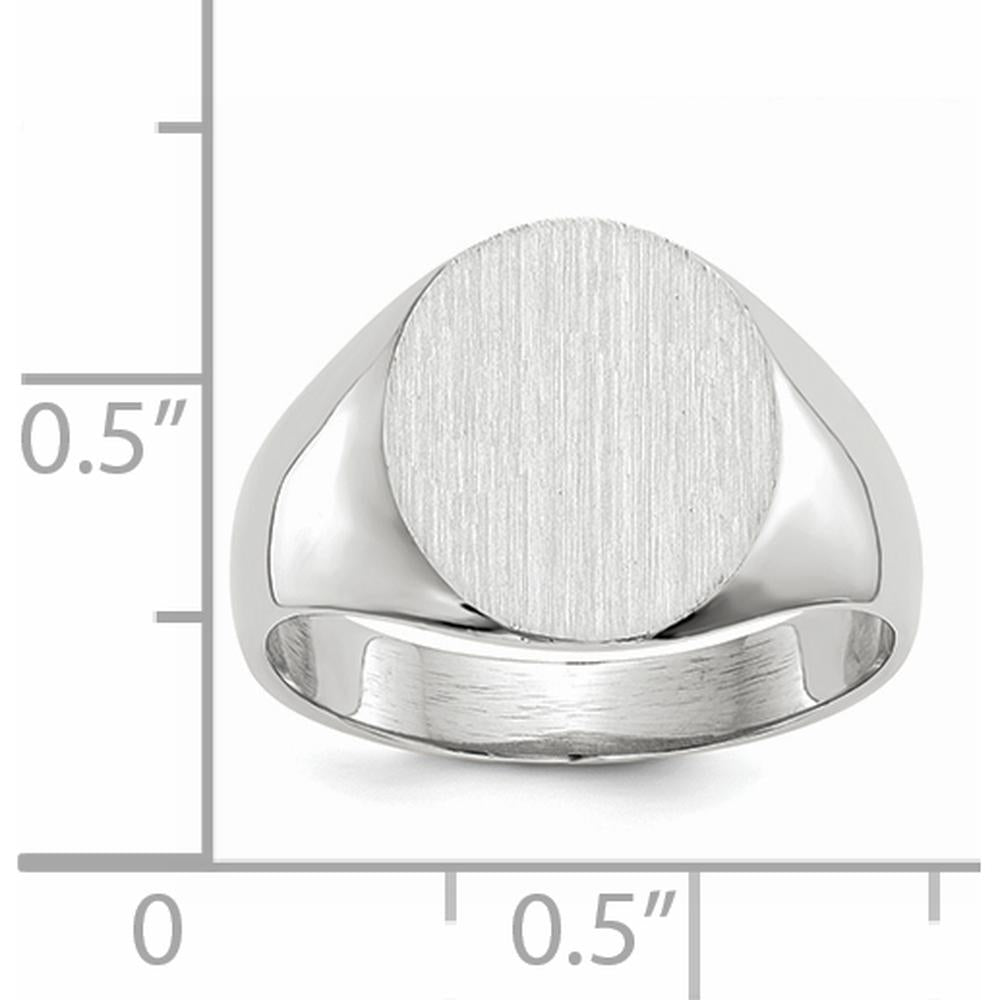 14K White Gold Satin Finish Signet Ring with Polished and Engravable Top - 12.5mm x 12mm by 0
