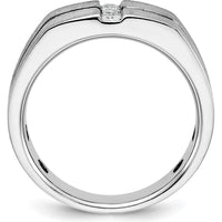 14K White Gold Satin Grooved Three Stone Men's Ring Mounting - Customizable Setting for Diamond or Gemstones by Monteluci Fine Jewelry