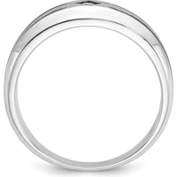 14K White Gold Satin Men's Diamond Band with Black Rhodium - 0.05 Carats Diamond by IBGoodman