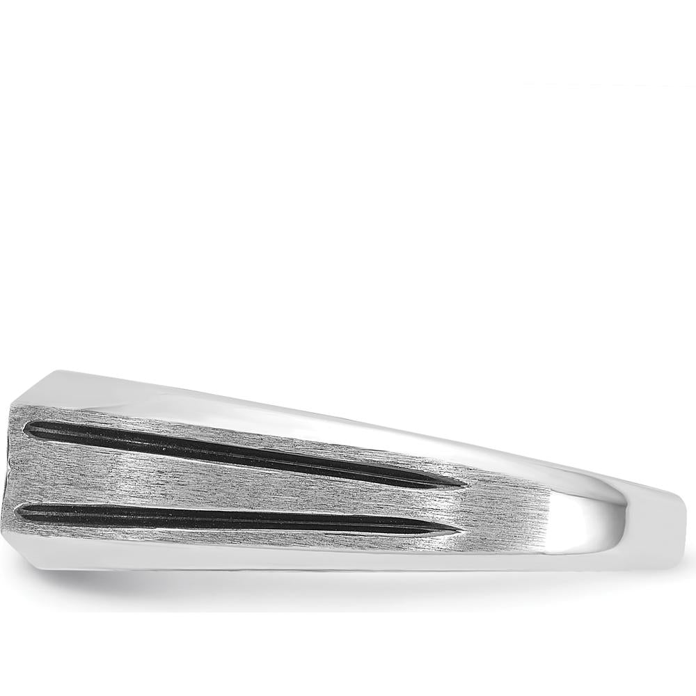 14K White Gold Satin Men's Diamond Band with Black Rhodium - 0.05 Carats Diamond by IBGoodman