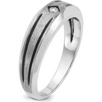14K White Gold Satin Men's Diamond Band with Black Rhodium - 0.05 Carats Diamond by IBGoodman