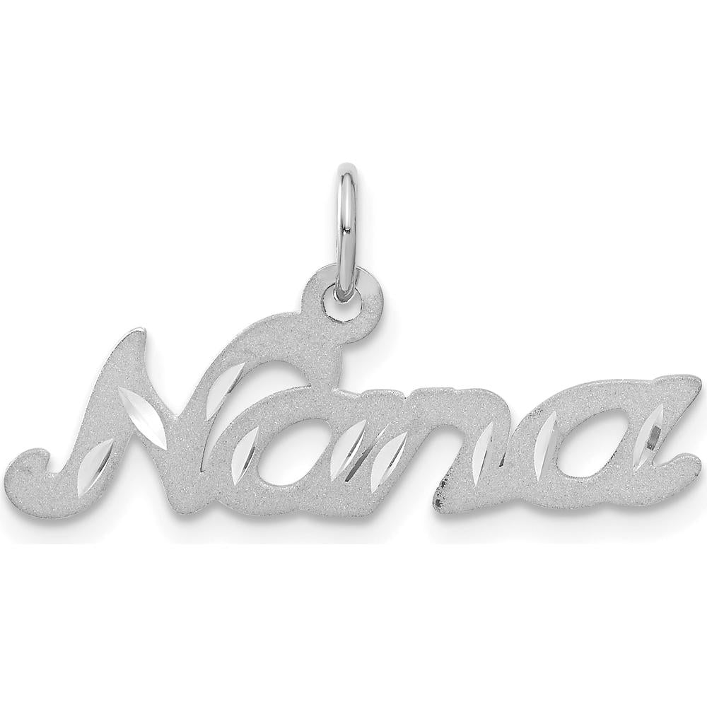14K White Gold Satin Nana Charm Pendant - Brushed Finish by 0
