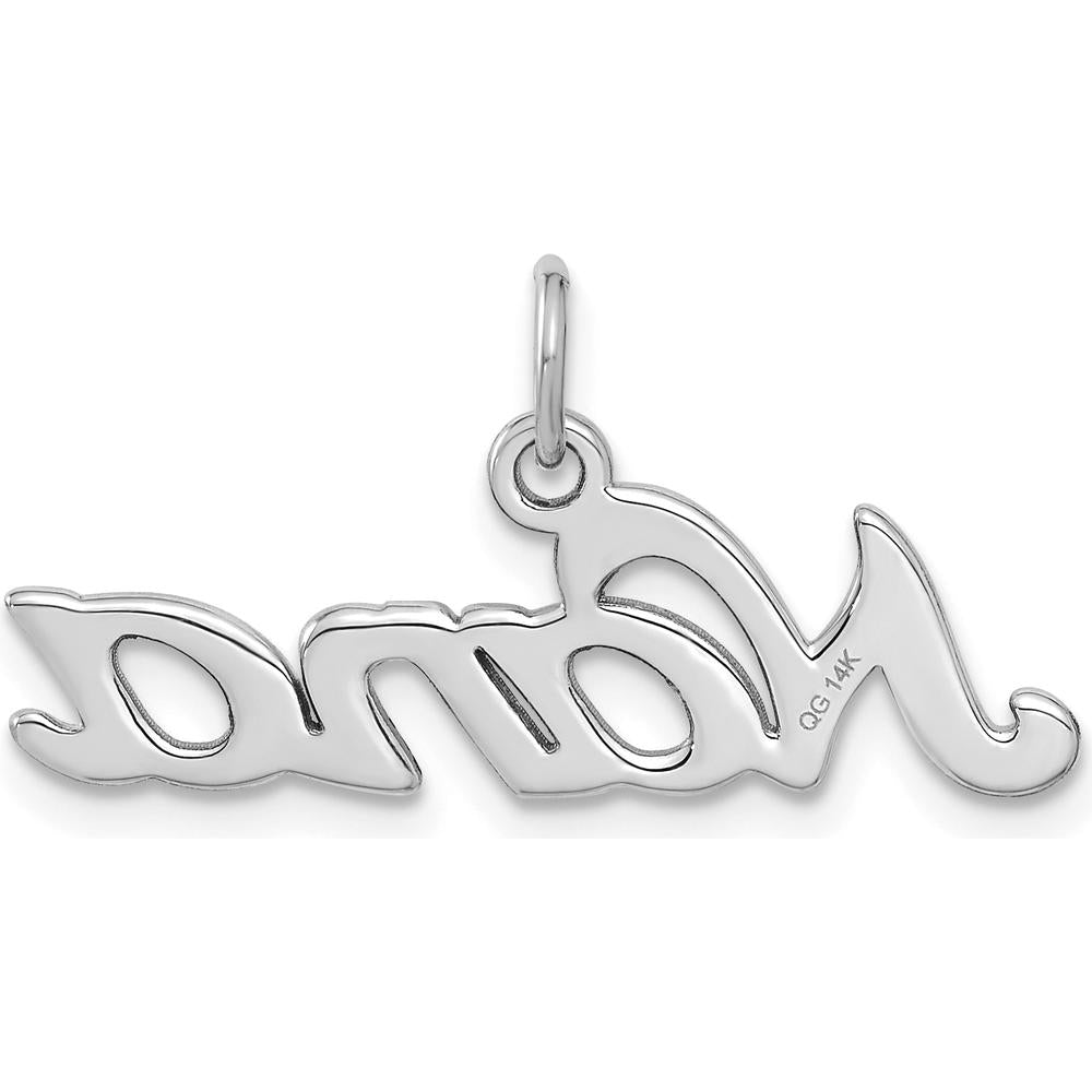 14K White Gold Satin Nana Charm Pendant - Brushed Finish by 0