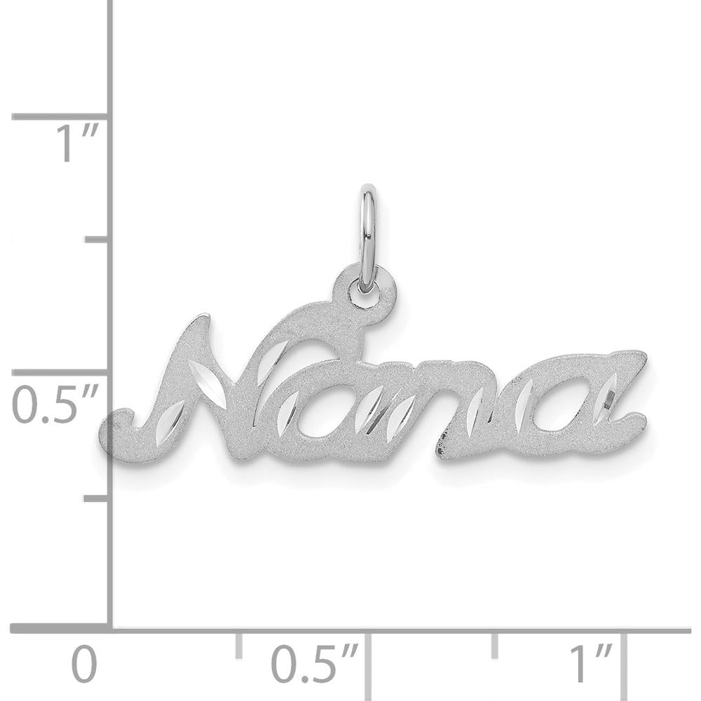 14K White Gold Satin Nana Charm Pendant - Brushed Finish by 0