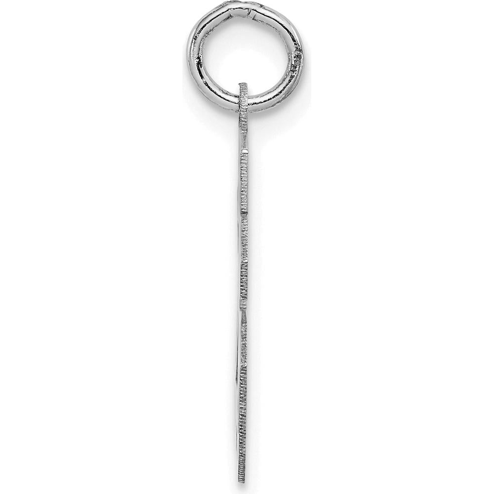 14K White Gold Satin Number 26 Charm Pendant - Laser Cut Rhodium Finish by Oro Pregiato