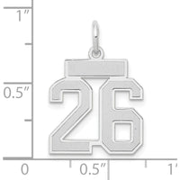 14K White Gold Satin Number 26 Charm Pendant - Laser Cut Rhodium Finish by Oro Pregiato
