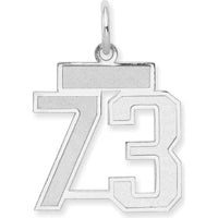14K White Gold Satin Number 73 Charm with Rhodium Finish by Oro Pregiato