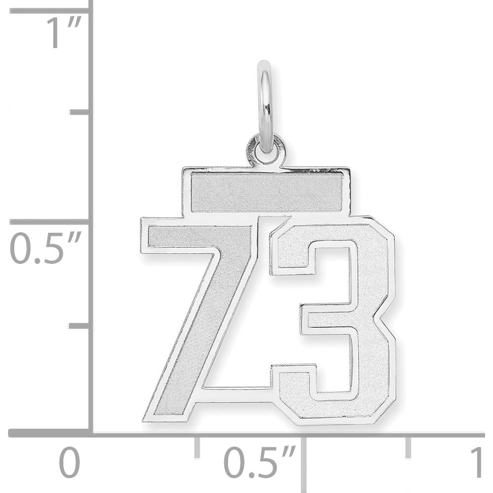 14K White Gold Satin Number 73 Charm with Rhodium Finish by Oro Pregiato