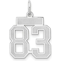 14K White Gold Satin Number 83 Charm - Laser-Cut and Rhodium Plated by Oro Pregiato