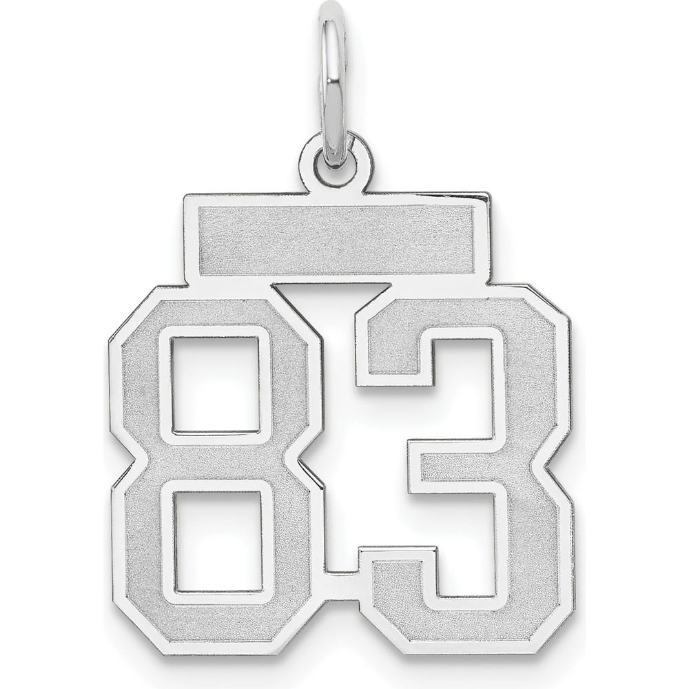 14K White Gold Satin Number 83 Charm - Laser-Cut and Rhodium Plated by Oro Pregiato
