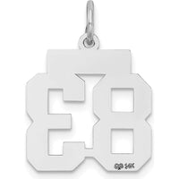 14K White Gold Satin Number 83 Charm - Laser-Cut and Rhodium Plated by Oro Pregiato