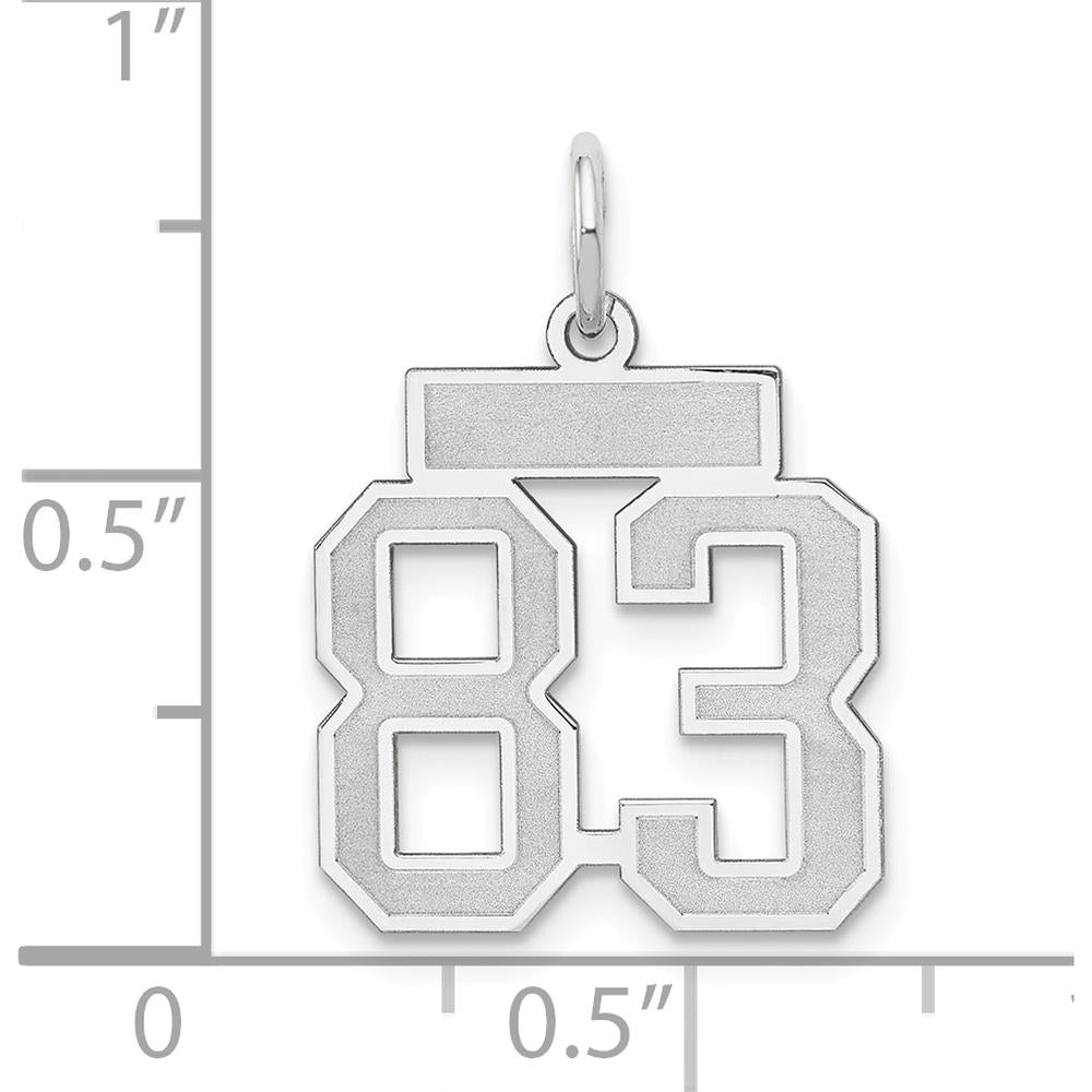 14K White Gold Satin Number 83 Charm - Laser-Cut and Rhodium Plated by Oro Pregiato