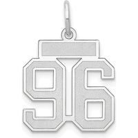 14K White Gold Satin Number 96 Charm with Brushed Finish - Laser Cut Design by Oro Pregiato