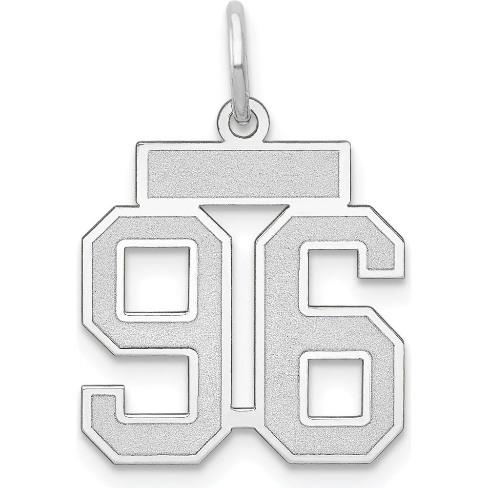 14K White Gold Satin Number 96 Charm with Brushed Finish - Laser Cut Design by Oro Pregiato