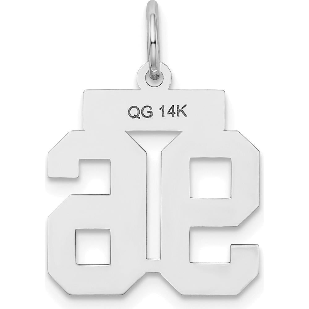 14K White Gold Satin Number 96 Charm with Brushed Finish - Laser Cut Design by Oro Pregiato