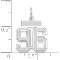 14K White Gold Satin Number 96 Charm with Brushed Finish - Laser Cut Design by Oro Pregiato