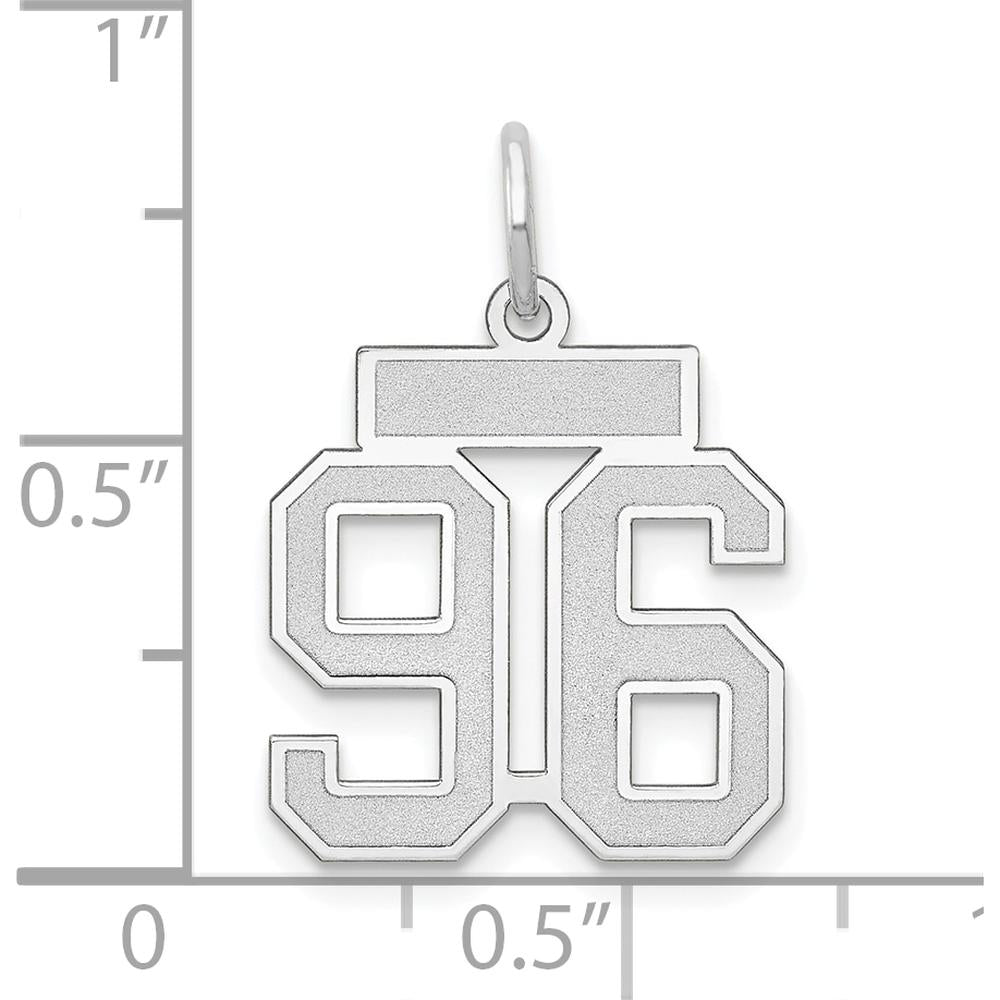 14K White Gold Satin Number 96 Charm with Brushed Finish - Laser Cut Design by Oro Pregiato