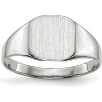 14K White Gold Satin Polished Signet Ring - Engravable 8.5x8.5mm by 0