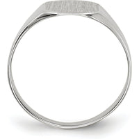 14K White Gold Satin Polished Signet Ring - Engravable 8.5x8.5mm by 0