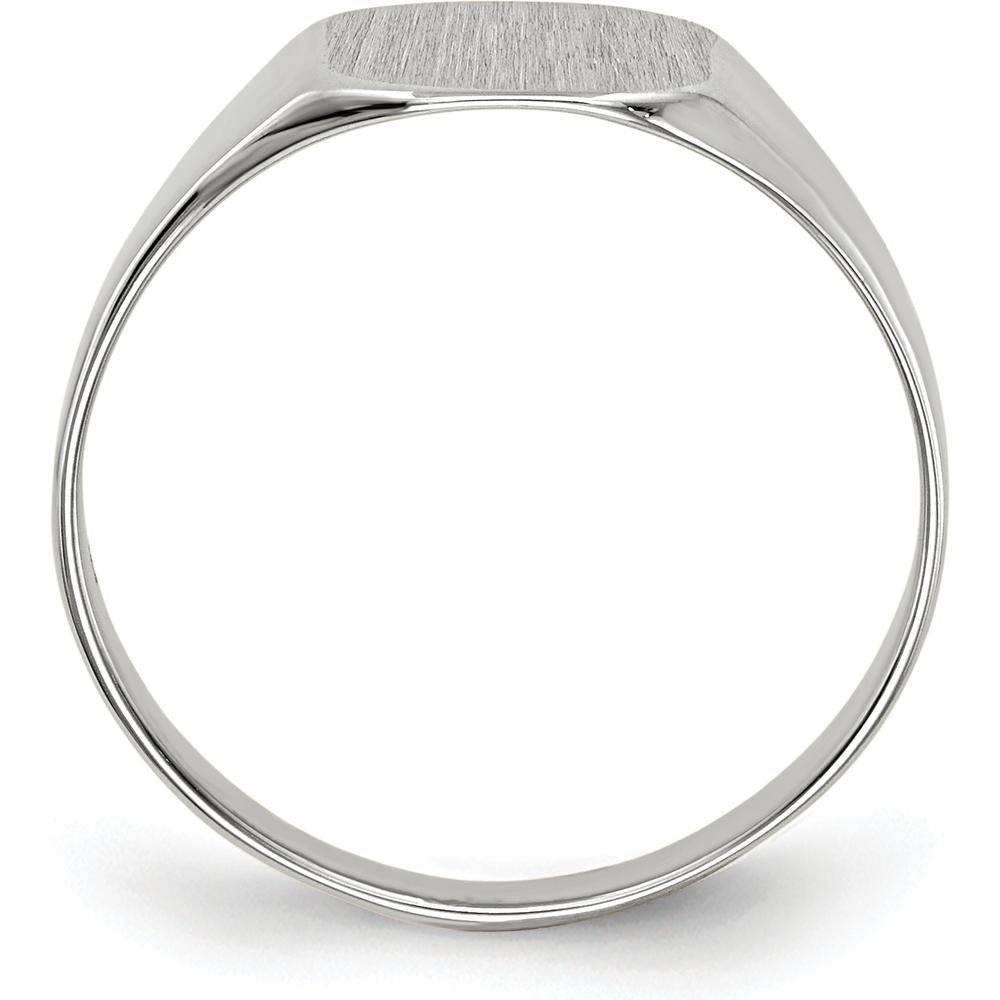 14K White Gold Satin Polished Signet Ring - Engravable 8.5x8.5mm by 0