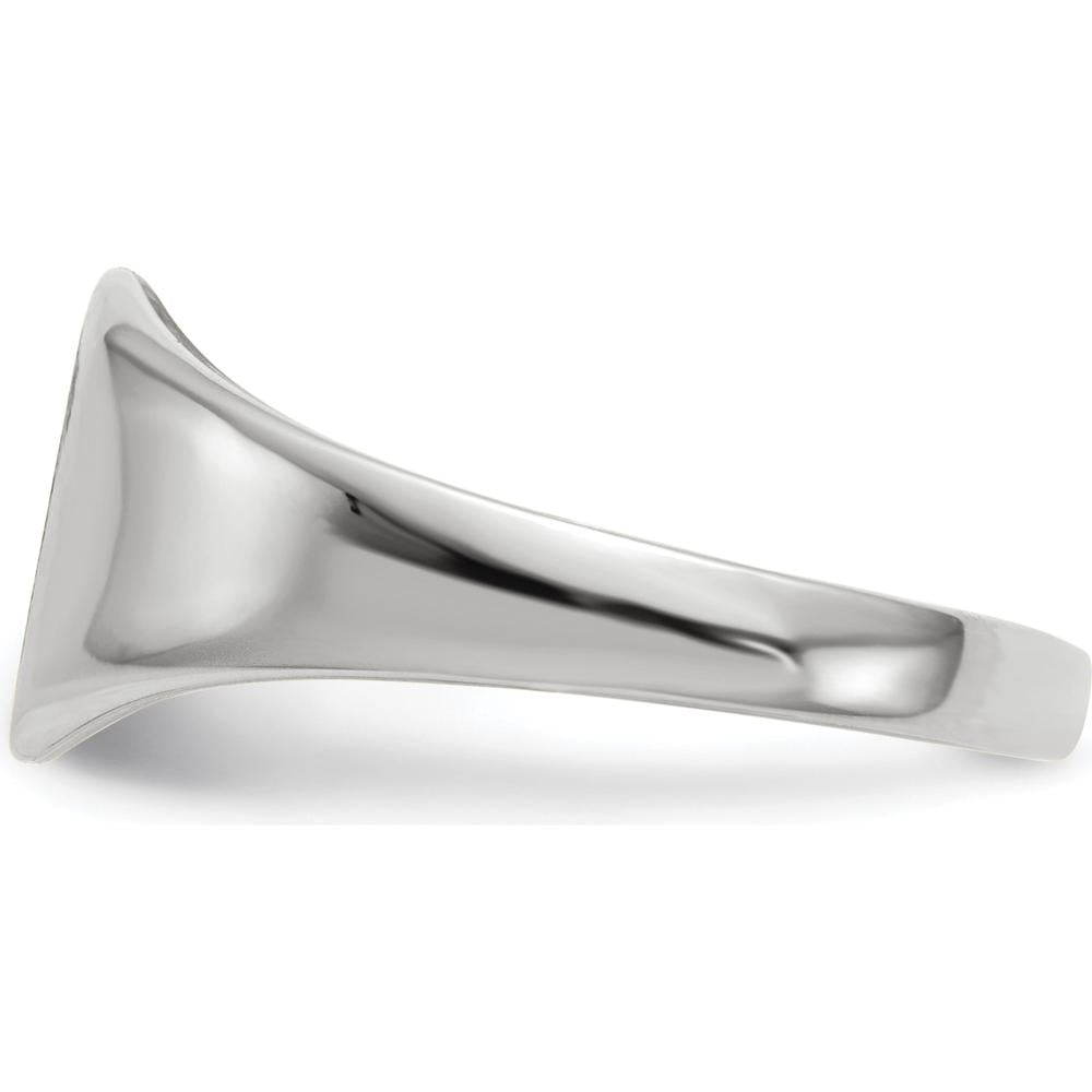 14K White Gold Satin Polished Signet Ring - Engravable 8.5x8.5mm by 0