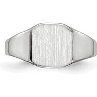 14K White Gold Satin Polished Signet Ring - Engravable 8.5x8.5mm by 0