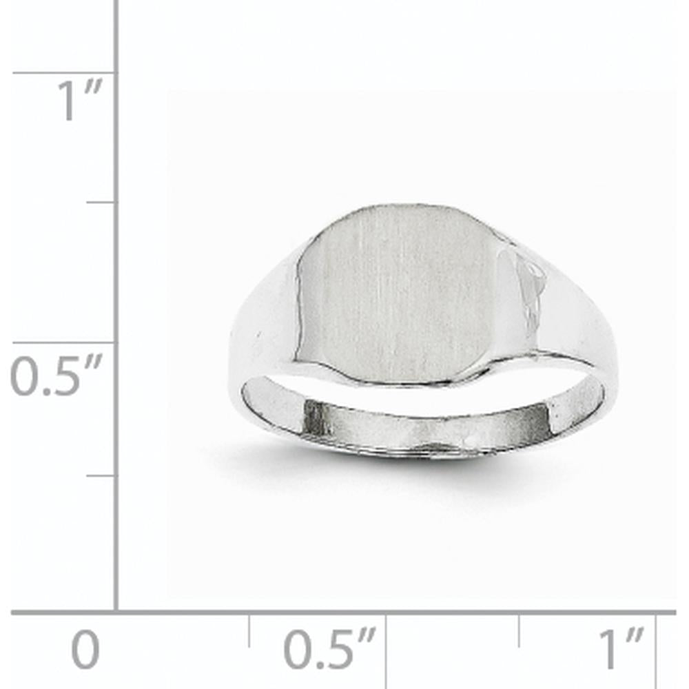 14K White Gold Satin Polished Signet Ring - Engravable 8.5x8.5mm by 0