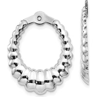 14K White Gold Scalloped Hoop Earring Jackets with Rhodium Plating - 25mm Length by Oro Pregiato