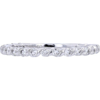 14K White Gold Scalloped Shared-Prong Diamond Band with Round Brilliant Diamonds - 1/2 Carat Total Diamond Weight