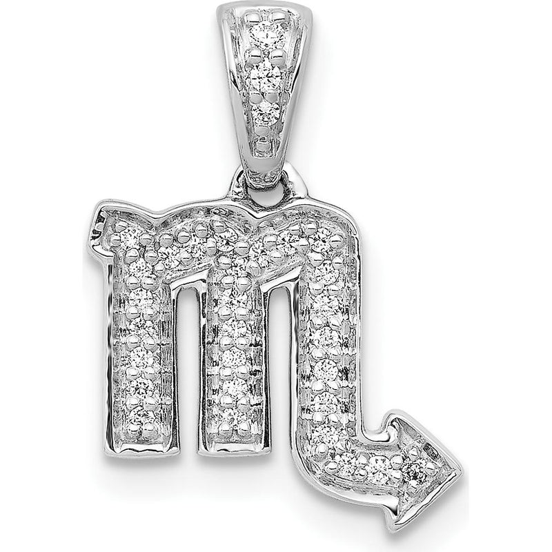 14K White Gold Scorpio Zodiac Pendant with Round Diamonds - 0.035 Carat Total Diamond Weight by Monteluci Fine Jewelry