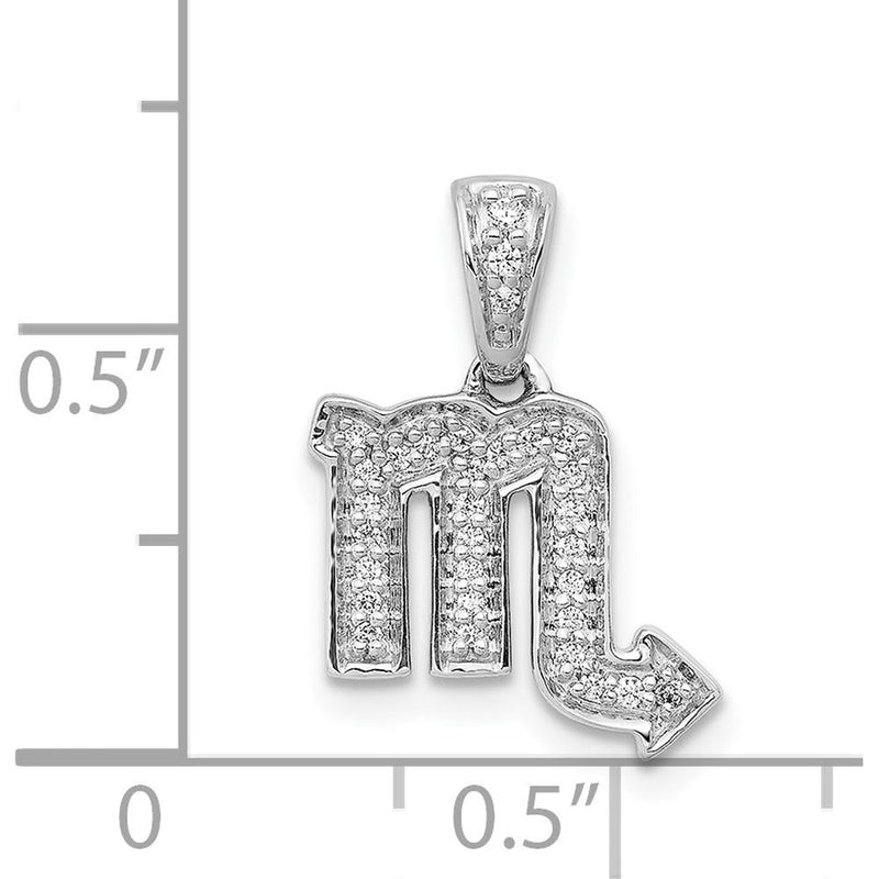 14K White Gold Scorpio Zodiac Pendant with Round Diamonds - 0.035 Carat Total Diamond Weight by Monteluci Fine Jewelry