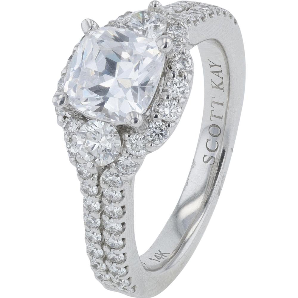 14K White Gold Scott Kay 1 Carats Diamond Semi-Mount - Custom Cushion Cut Setting