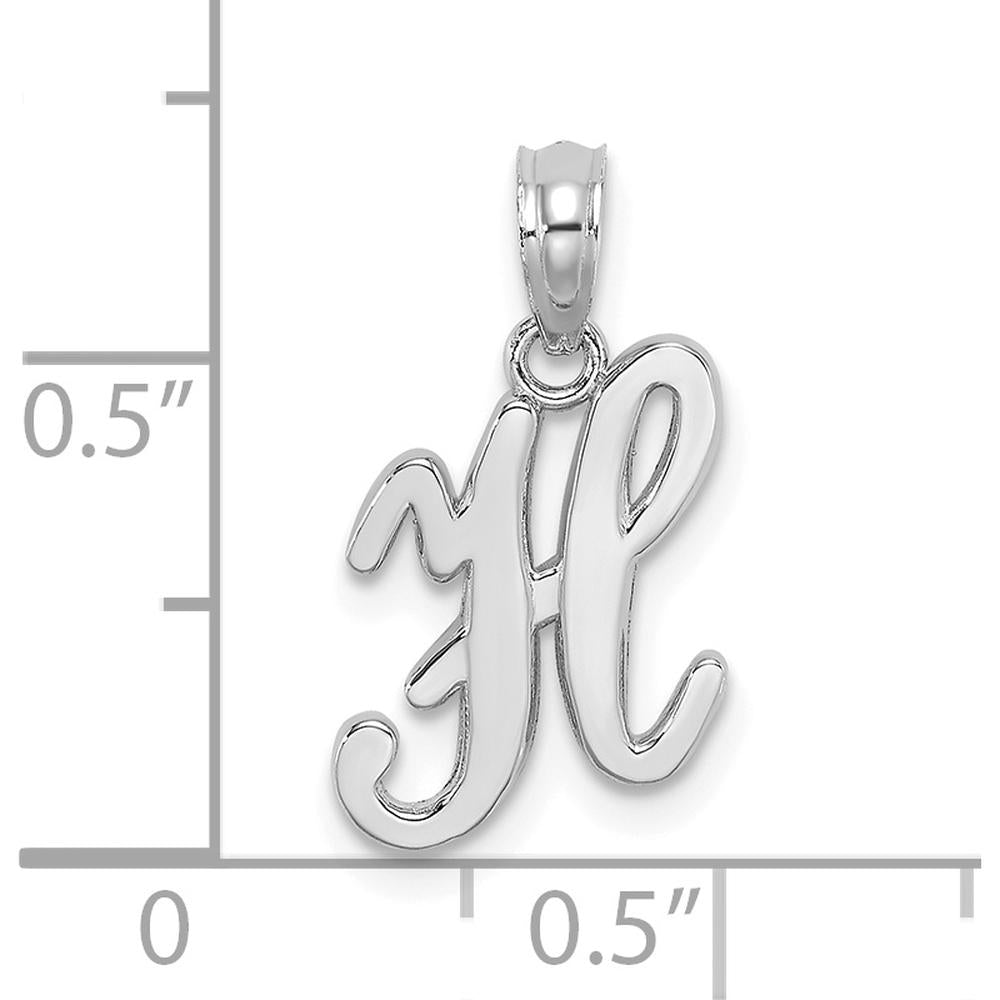 14K White Gold Script "H" Initial Pendant - Personalized Charm by Oro Pregiato