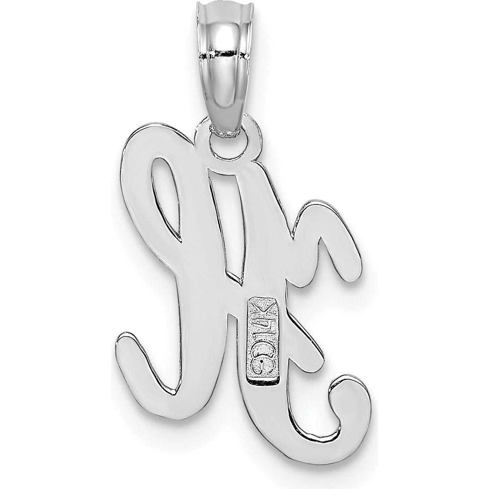 14K White Gold Script "H" Initial Pendant - Personalized Charm by Oro Pregiato