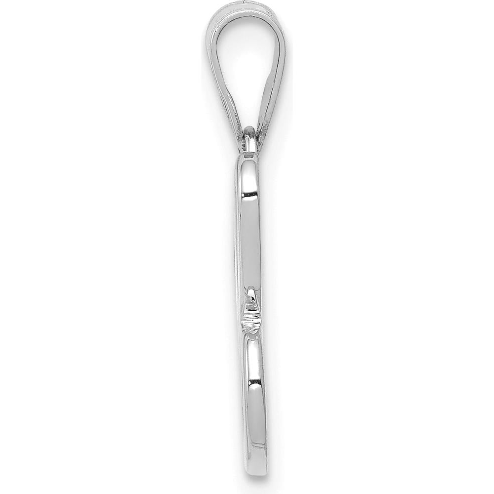 14K White Gold Script Letter C Initial Pendant - Polished Laser-Cut Design by Oro Pregiato