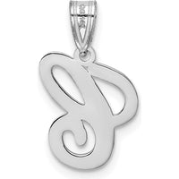 14K White Gold Script Letter C Initial Pendant - Polished Laser-Cut Design by Oro Pregiato