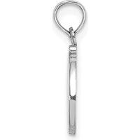 14K White Gold Script Letter D Initial Pendant - Polished Finish with Rhodium Plating by Oro Pregiato