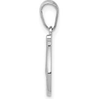 14K White Gold Script Letter D Initial Pendant with Rhodium Plating by Oro Pregiato