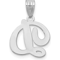 14K White Gold Script Letter D Initial Pendant with Rhodium Plating by Oro Pregiato