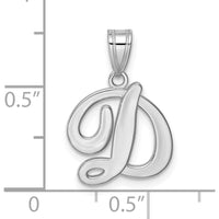 14K White Gold Script Letter D Initial Pendant with Rhodium Plating by Oro Pregiato