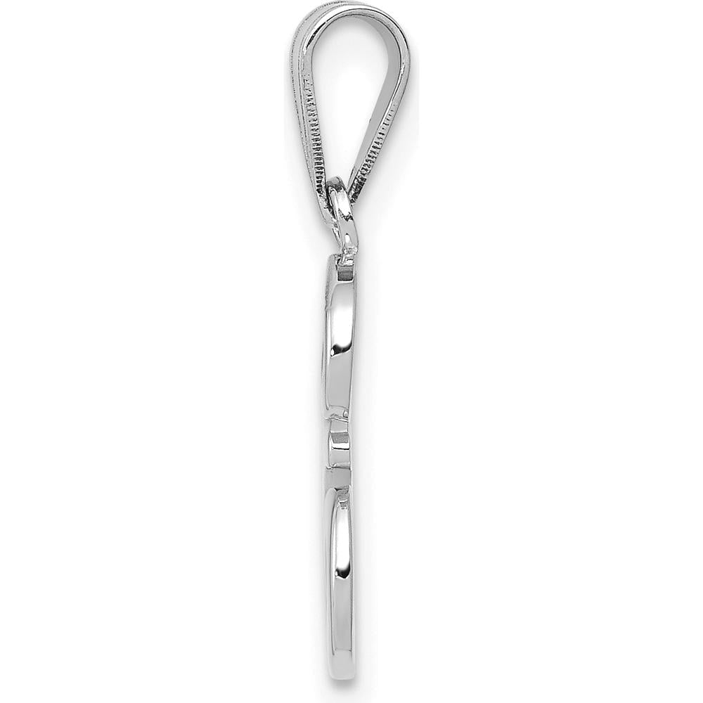 14K White Gold Script Letter E Initial Pendant with Rhodium Plating by Oro Pregiato