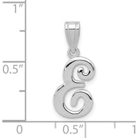 14K White Gold Script Letter E Initial Pendant with Rhodium Plating by Oro Pregiato