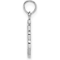 14K White Gold Script Letter "F" Initial Pendant - 13.5mm Charm Length by Oro Pregiato
