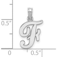 14K White Gold Script Letter "F" Initial Pendant - 13.5mm Charm Length by Oro Pregiato