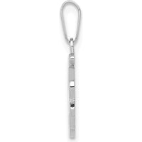 14K White Gold Script Letter "F" Initial Pendant with Polished Finish and Rhodium Plating by Oro Pregiato