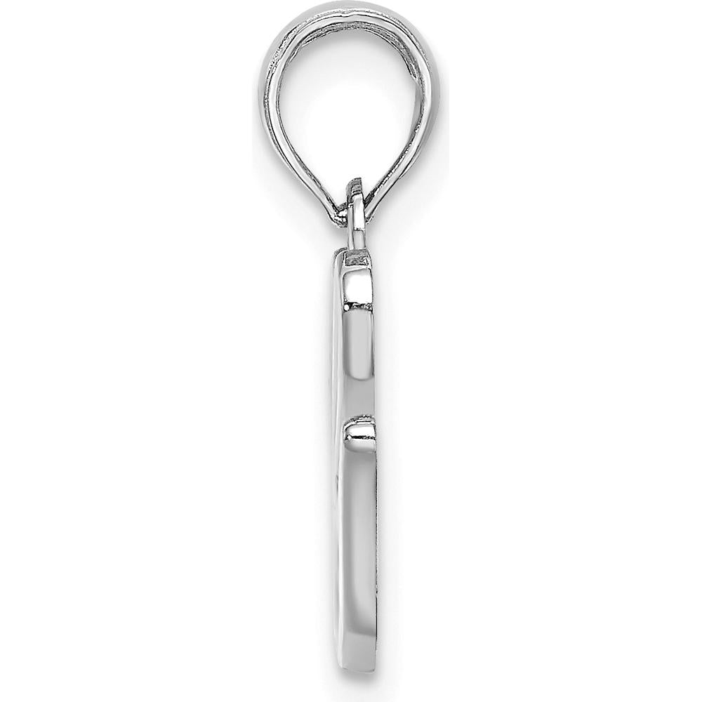 14K White Gold Script Letter G Initial Pendant with Polished Rhodium Finish by Oro Pregiato