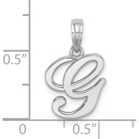 14K White Gold Script Letter G Initial Pendant with Polished Rhodium Finish by Oro Pregiato