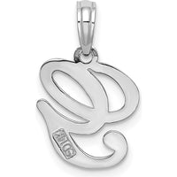 14K White Gold Script Letter G Initial Pendant with Polished Rhodium Finish by Oro Pregiato