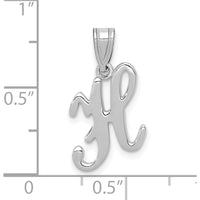 14K White Gold Script Letter H Pendant with Polished Finish by Oro Pregiato
